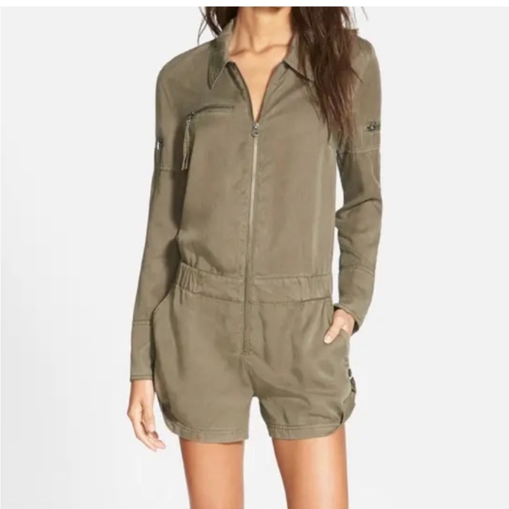 Pam & Gela Slouchy army green gasoline romper size P aka XS